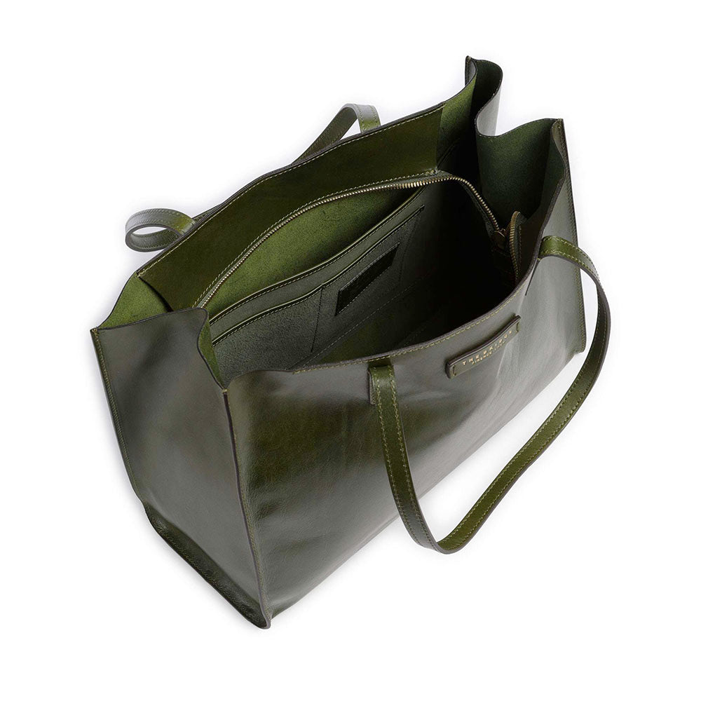 Borsa Donna Shopper THE BRIDGE Linea Mirra in Pelle Verde Maggiorana
