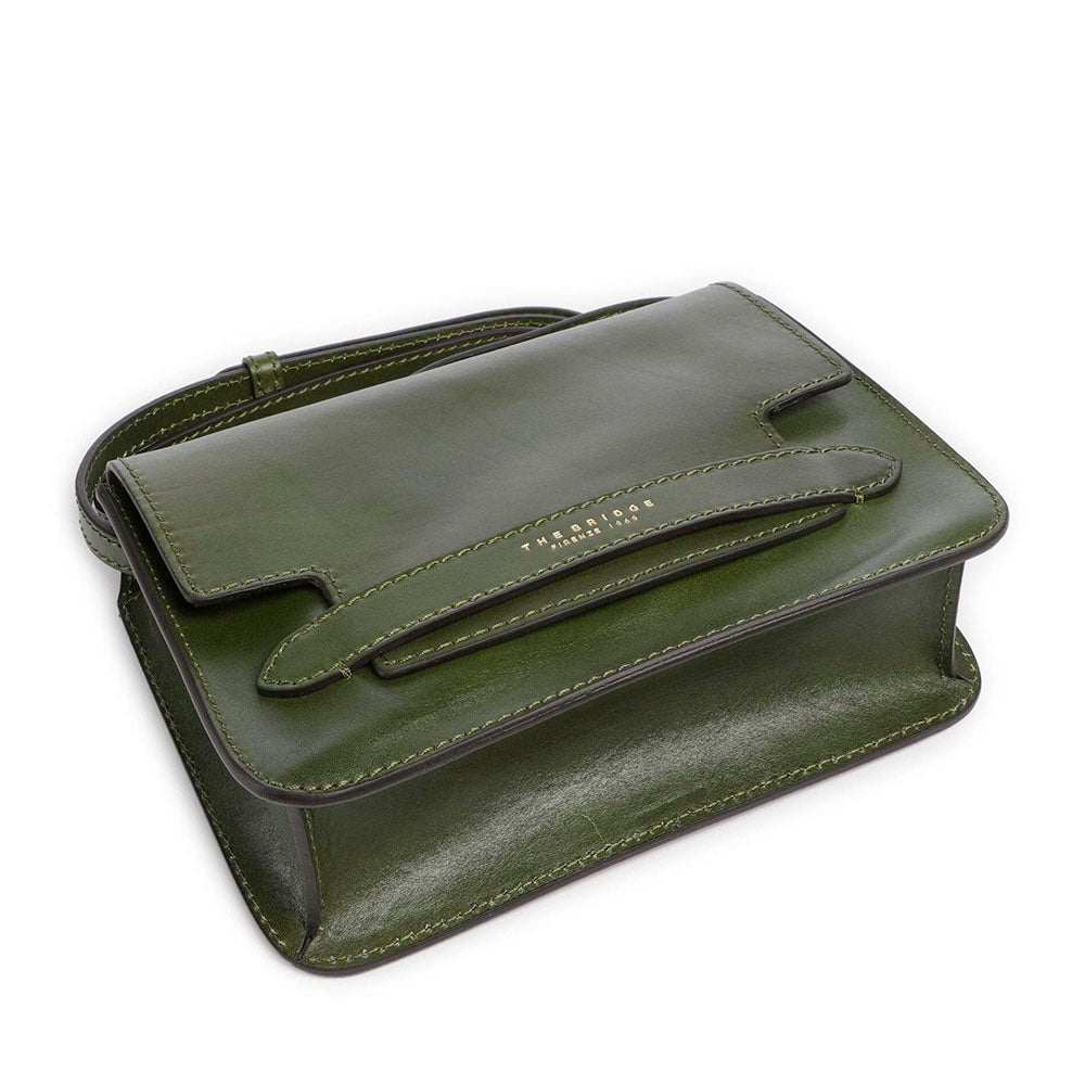 Borsa Donna a Tracolla Grande THE BRIDGE linea Lucrezia in Pelle Verde Maggiorana