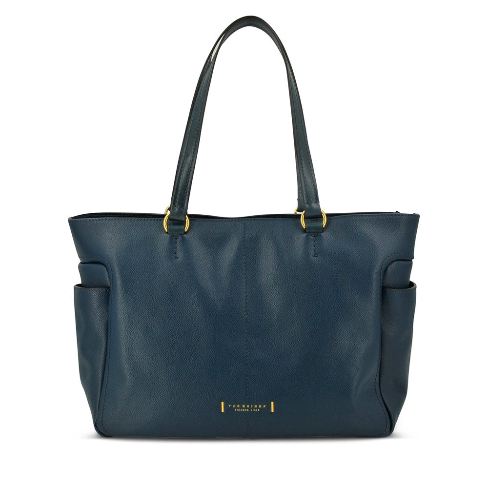 Shopping Bag Donna THE BRIDGE linea Letizia in Pelle Blu Pavone