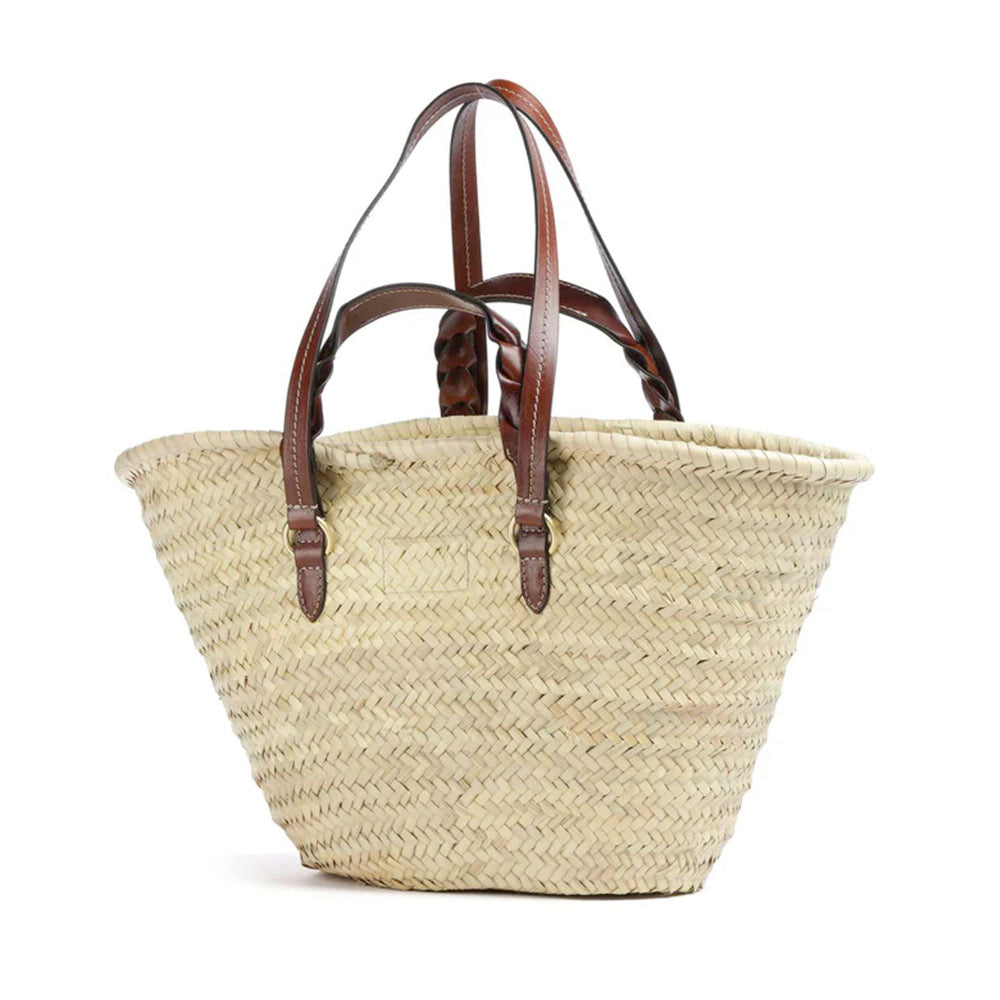 Borsa da Mare THE BRIDGE linea Clara in Rafia Naturale e Pelle Marrone