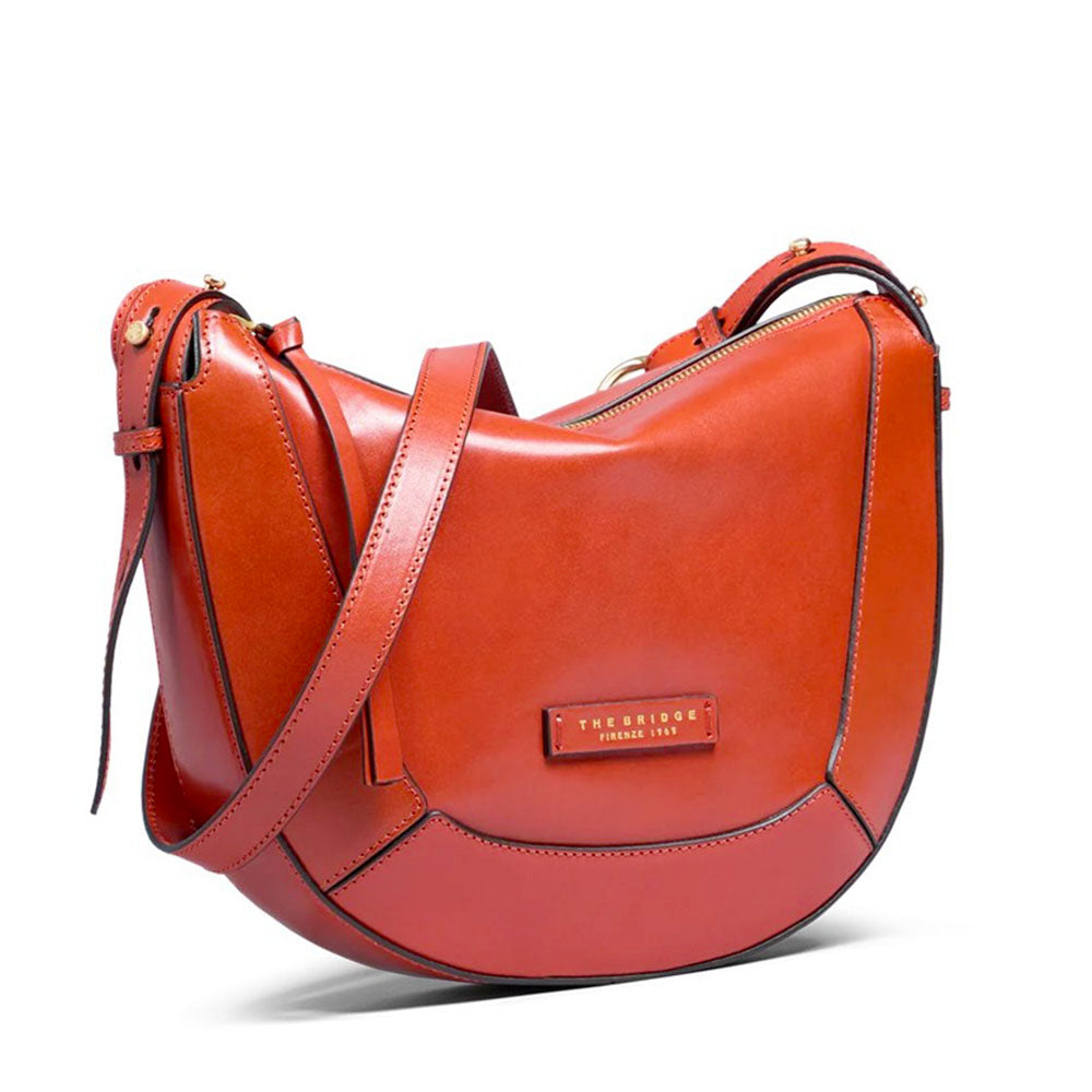 Damen-Umhängetasche THE BRIDGE Modell Fedora aus Leder in Burnt Orange