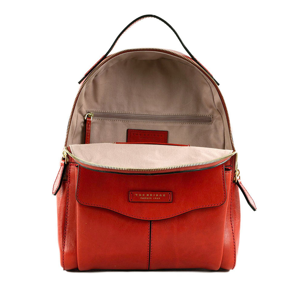 Zaino Donna Grande THE BRIDGE linea Gloria in Pelle Arancio Bruciato