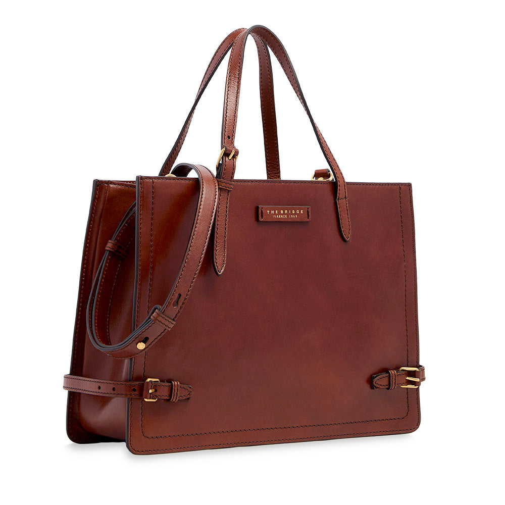 Shopping Bag Donna THE BRIDGE linea Monica in Pelle Marrone