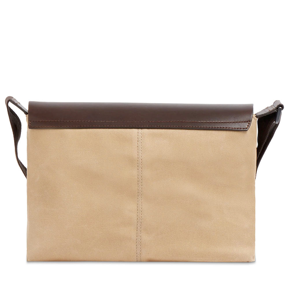 Messenger Uomo THE BRIDGE linea Igor in Tessuto Cerato Beige e Pelle Testa di Moro