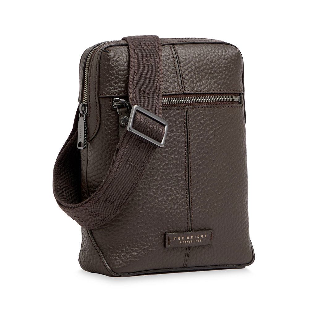 Borsello Uomo THE BRIDGE linea Manfredi in Pelle color Moka