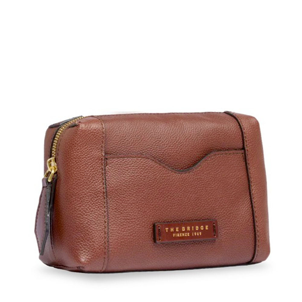 Beauty Case Small THE BRIDGE linea Gemma Travel in Pelle Marrone