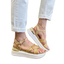 Sandali Platform Donna 1A Classe Alviero Martini in Eco Nappa stampa Geo Classic 1412