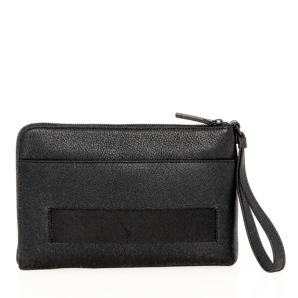 Pochette Unisex GIANNI CONTI in Pelle Martellata Nera