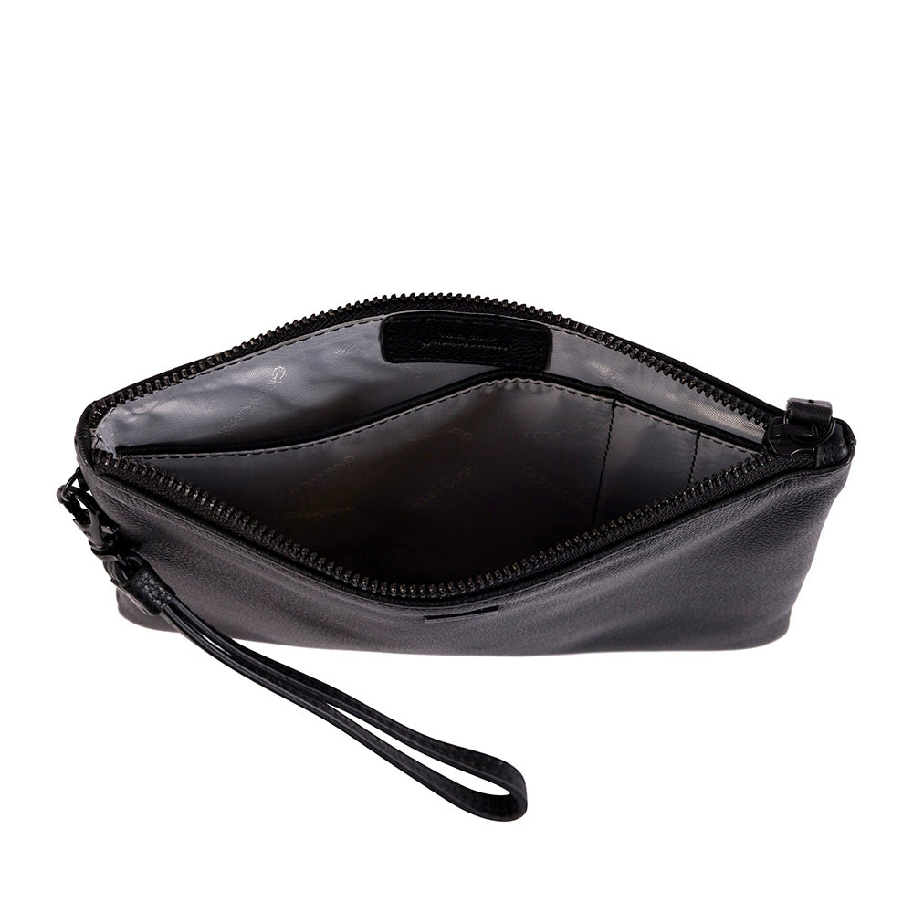 Pochette Unisex GIANNI CONTI linea Lillie in Pelle Martellata Marrone Scuro