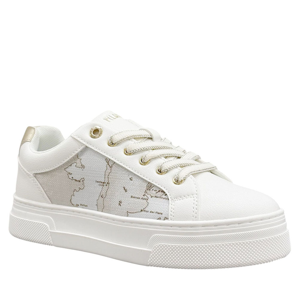 Sneakers Donna 1A Classe Alviero Martini in Eco Nappa Bianca e Geo Safari 2415