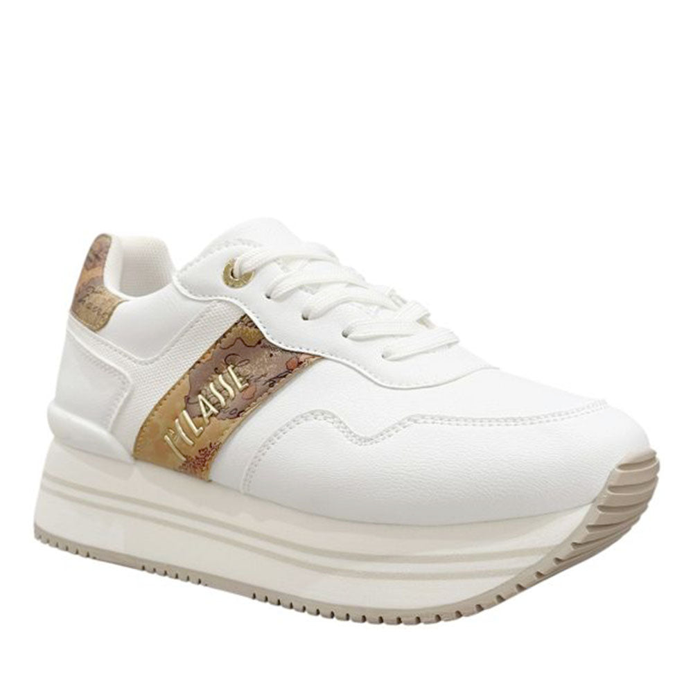Sneakers Running 1A Classe Alviero Martini Bianche con Inserto stampa Geo Beige 2438