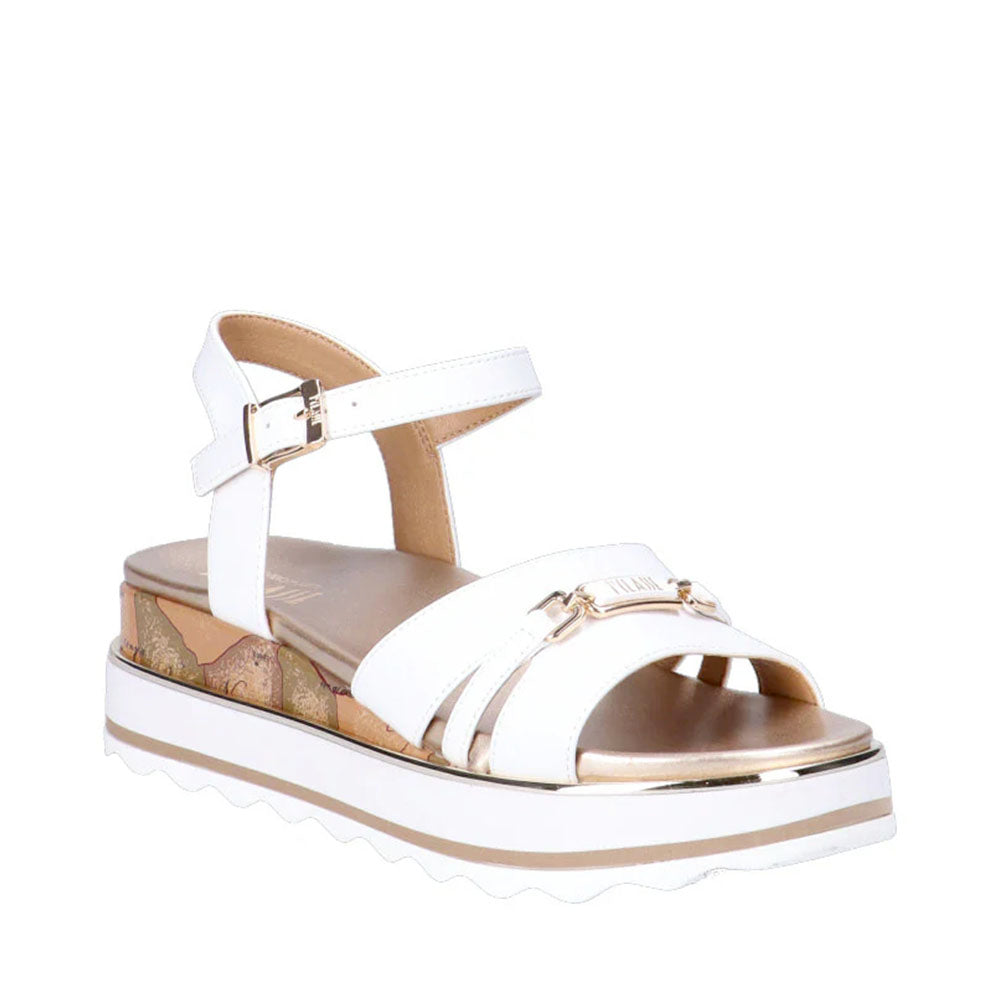 Sandali con Zeppa 1A Classe Alviero Martini in Eco Nappa Bianca 2476