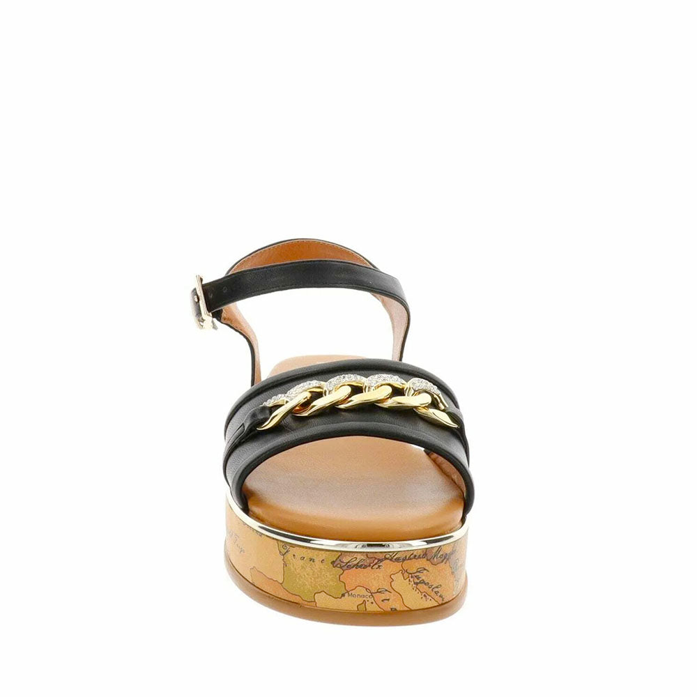 Sandali Platform 1A Classe Alviero Martini in Eco Nappa Nera con Suola Geo Classic 2479