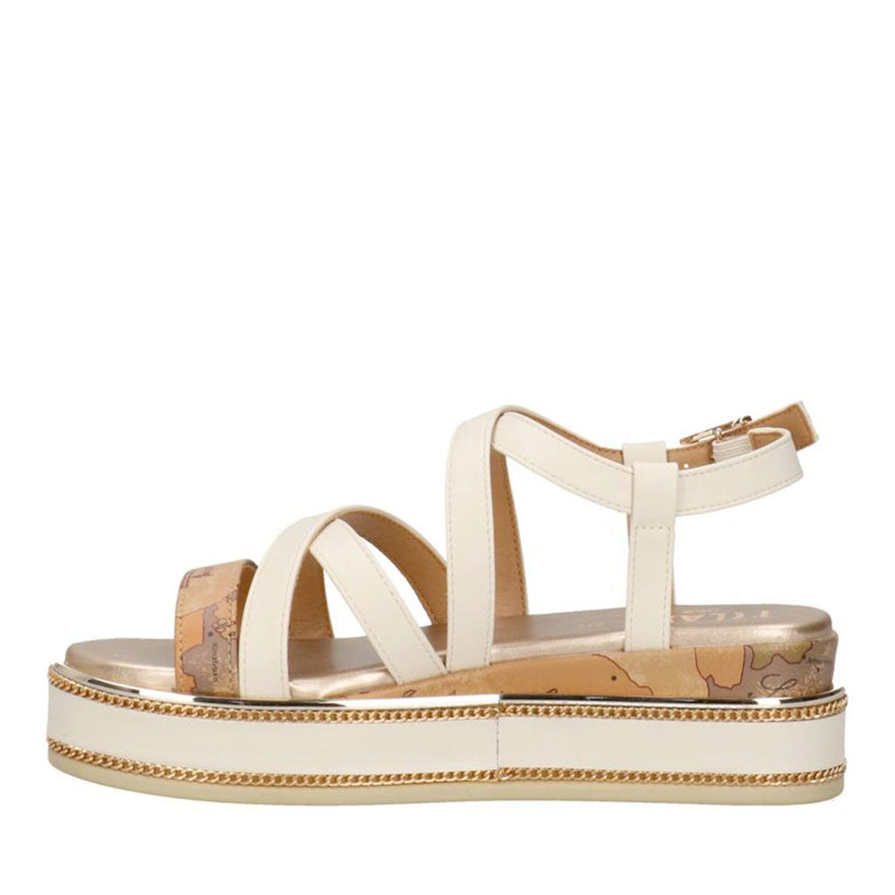 Sandali Platform 1A Classe Alviero Martini in Eco Nappa Bianco Sporco 2484