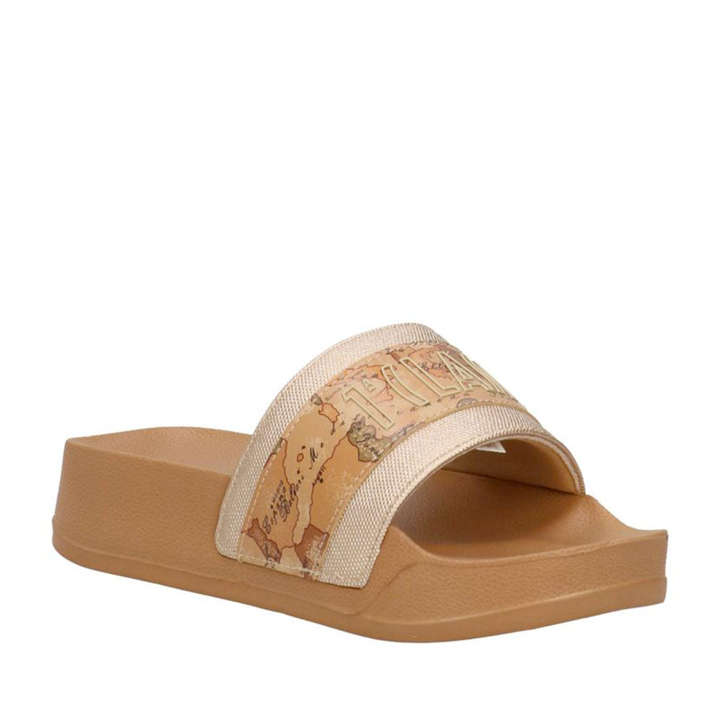 Ciabatte Platform 1A Classe Alviero Martini in Gomma Platino e Geo Beige 2504