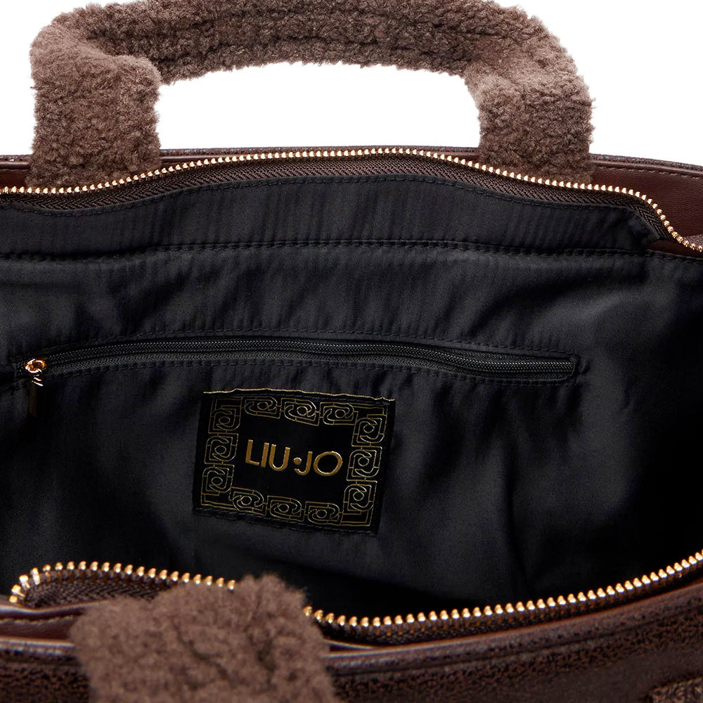 Tote Bag Donna LIU JO in Ecopelle con Logo in Fake Montone Testa di Moro