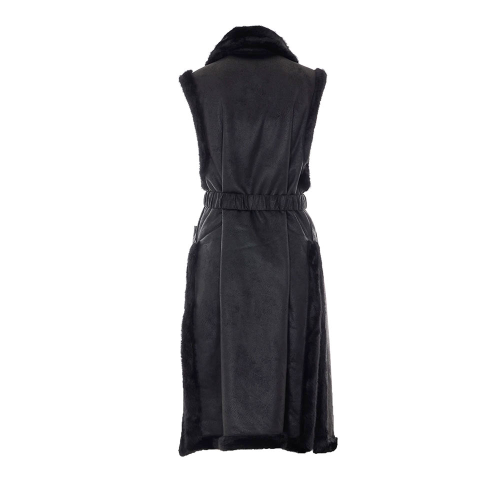 Gilet Lungo Donna LIU JO in Montone Sintetico Nero