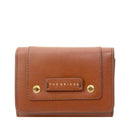 Women's Medium Brown Leather Wallet with Snap Button THE BRIDGE Cecilia