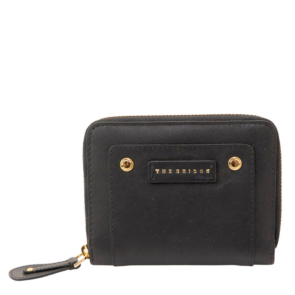 Portafoglio Donna Piccolo Zip Around THE BRIDGE linea Cecilia in Pelle Nera