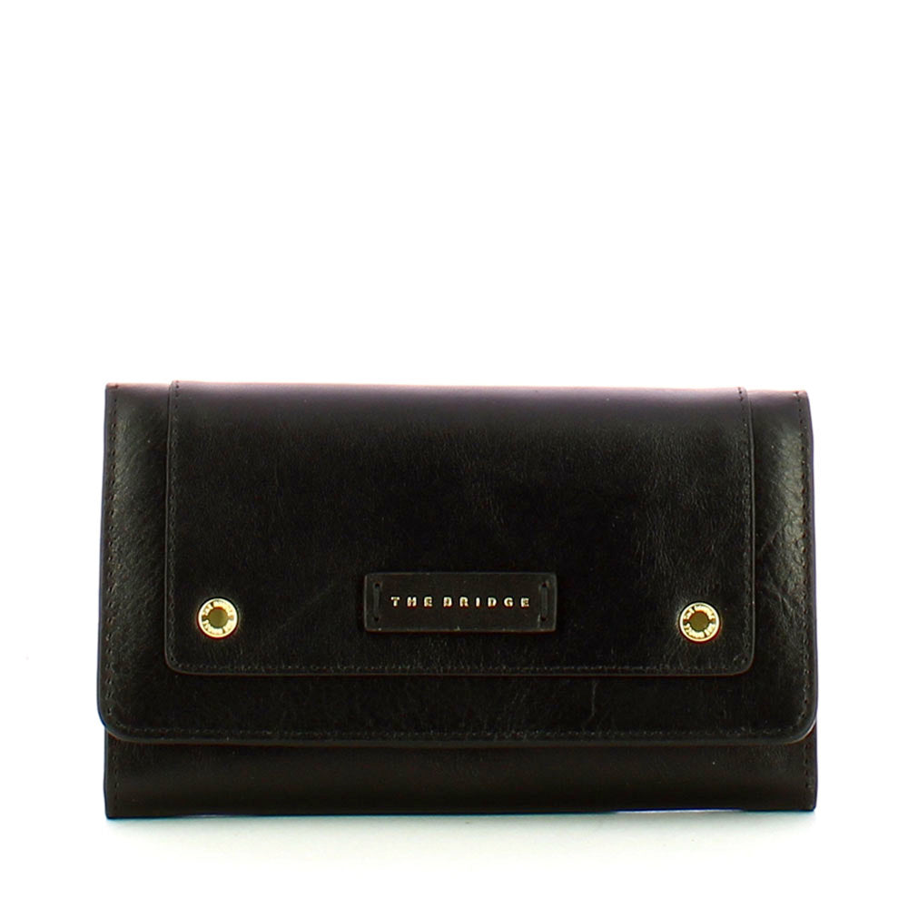 Portafoglio Donna con Bottone THE BRIDGE linea Cecilia in Pelle Nera