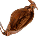 Kleine Damen-Halbmondtasche mit Umhängeriemen GIANNI CONTI Modell Fiorella aus Leder in Cognac