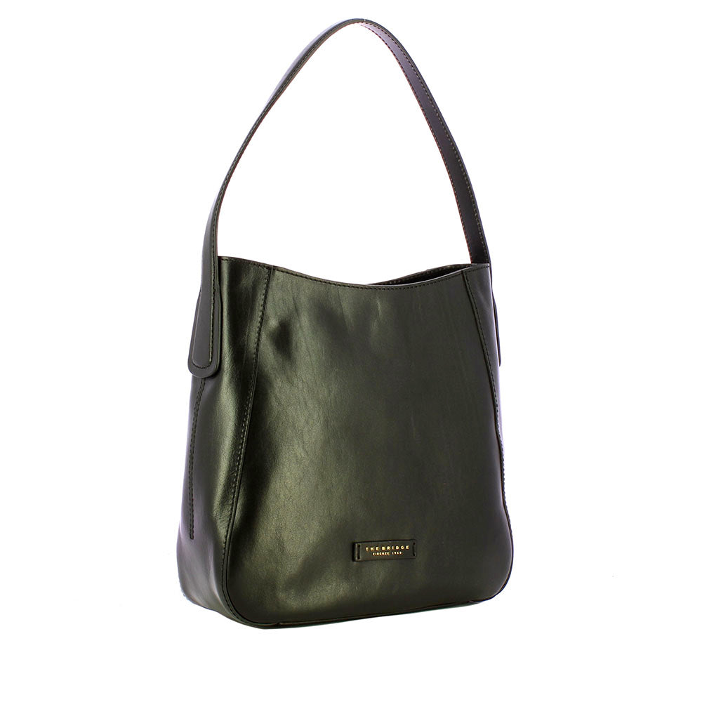 Hobo Bag Donna THE BRIDGE linea Maddalena in Pelle Nera