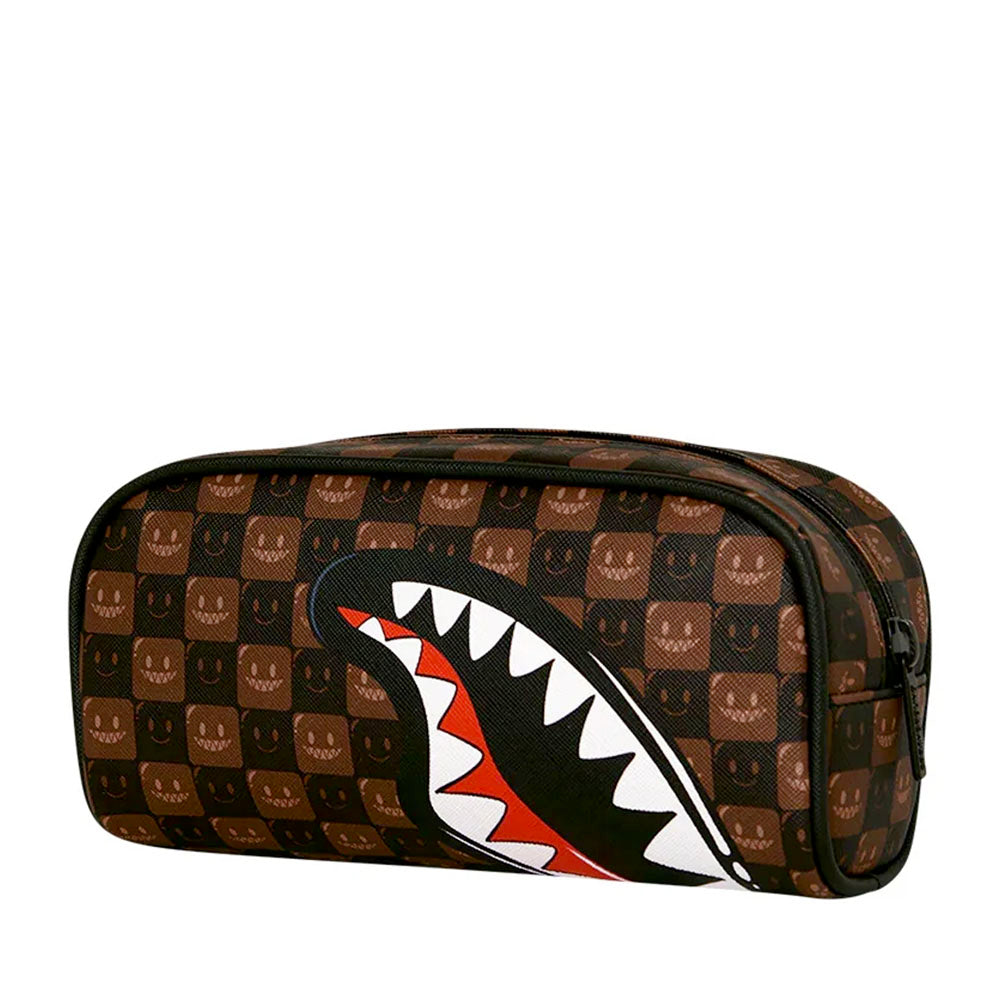 Pouch SPRAYGROUND stampa Sharks in Paris WTF Bubble Brown Check