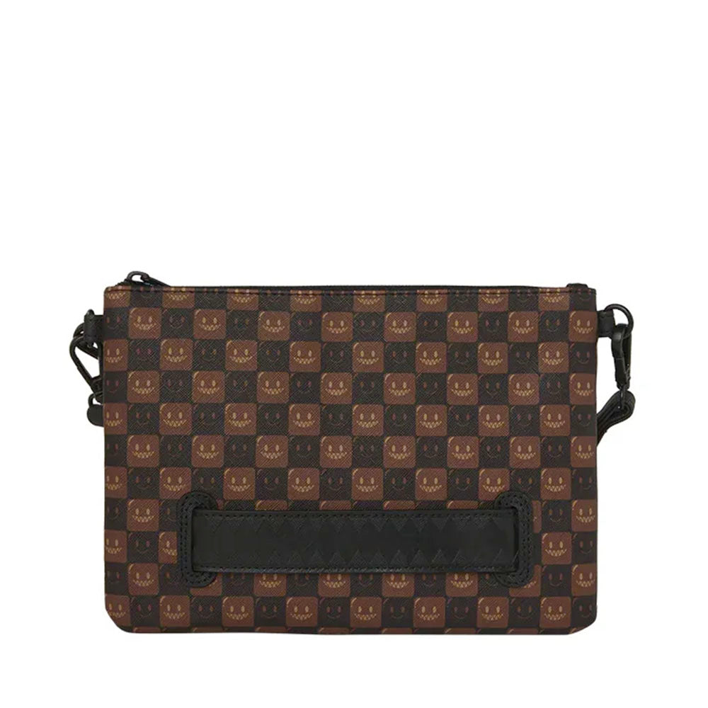 Pochette con Tracolla SPRAYGROUND stampa Sharks in Paris WTF Bubble Brown Check