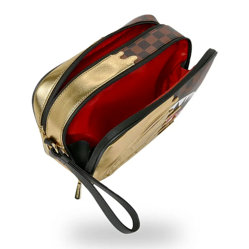 Necessaire SPRAYGROUND stampa Sharks in Paris Gold Drip