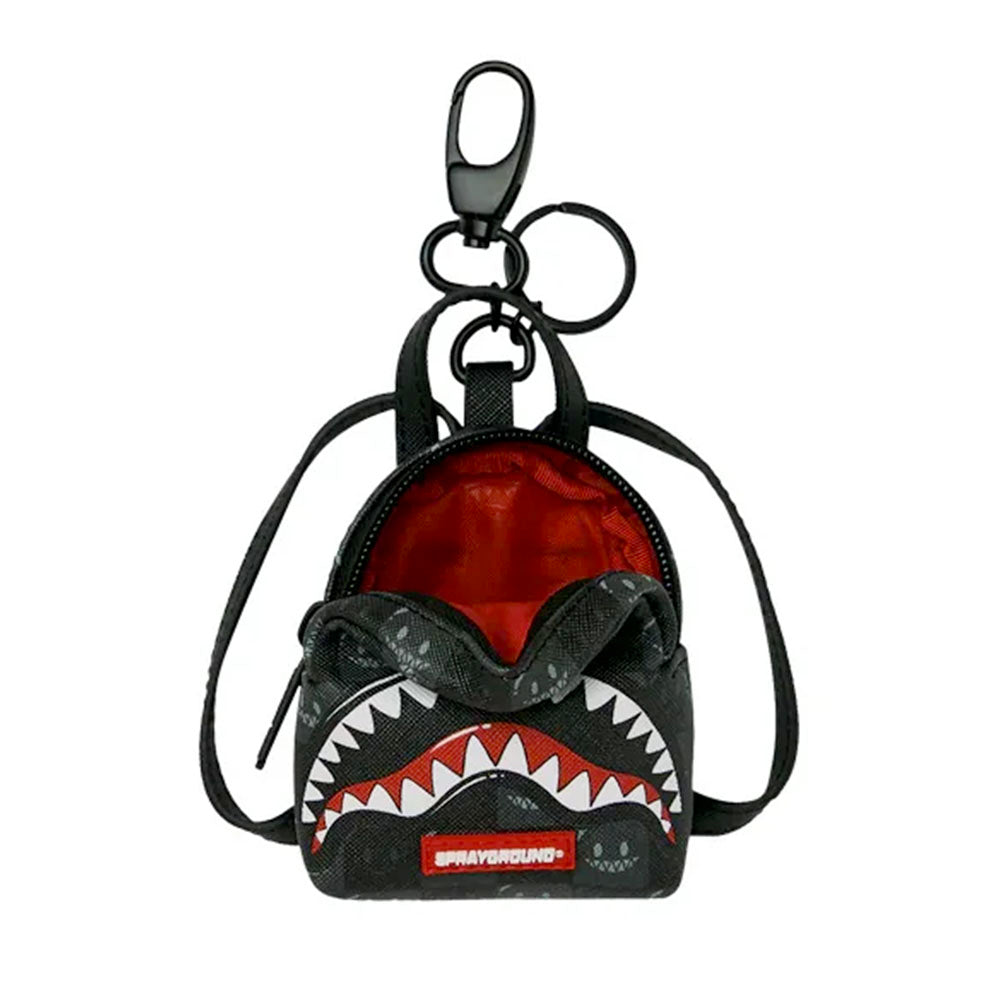 Portachiavi a Forma di Zaino SPRAYGROUND stampa Sharks in Paris WTF Bubbly Black Check