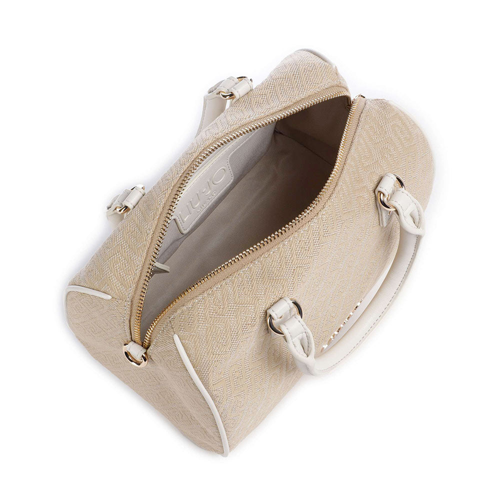 Bauletto Donna a Mano LIU JO in Tessuto Jacquard con Logo Monogram Bianco