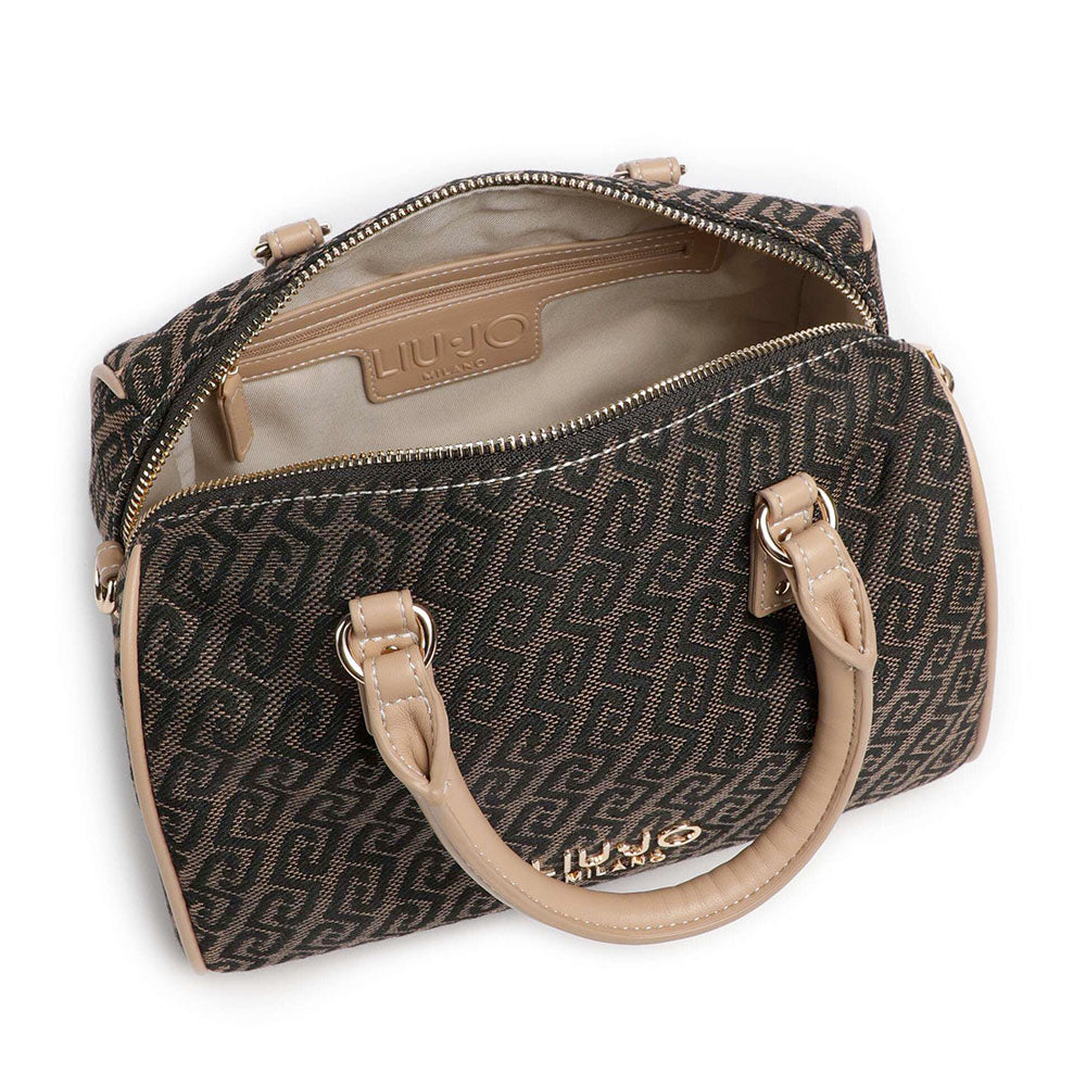 Bauletto Donna a Mano LIU JO in Tessuto Jacquard con Logo Monogram Testa di Moro
