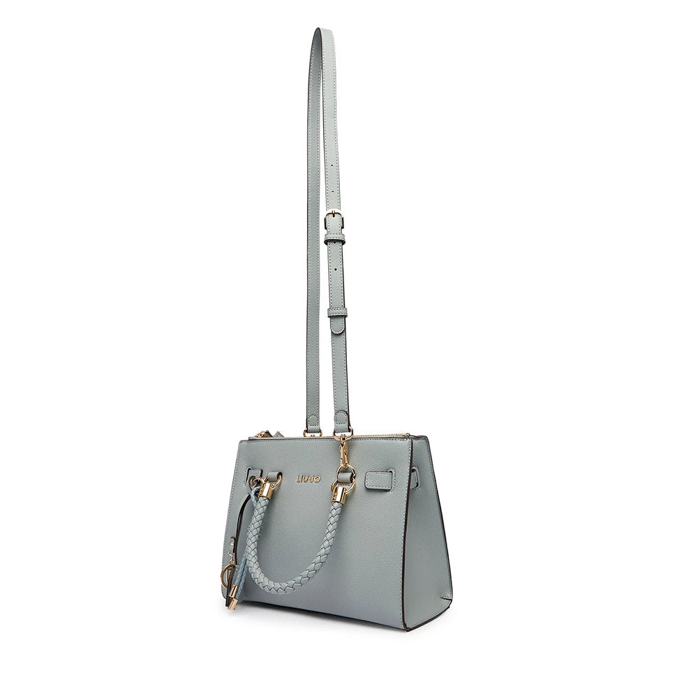Borsa Donna a Mano LIU JO Better effetto Bottalato Azzurro con Charm