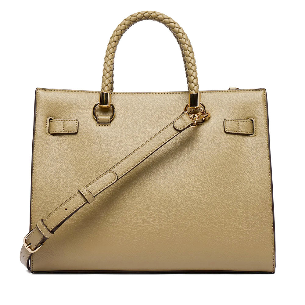 Borsa Donna a Mano Media LIU JO Better effetto Bottalato color Fango con Charm