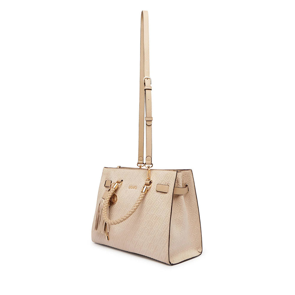 Borsa Donna a Mano Media LIU JO Neutro con Logo Monogram All Over