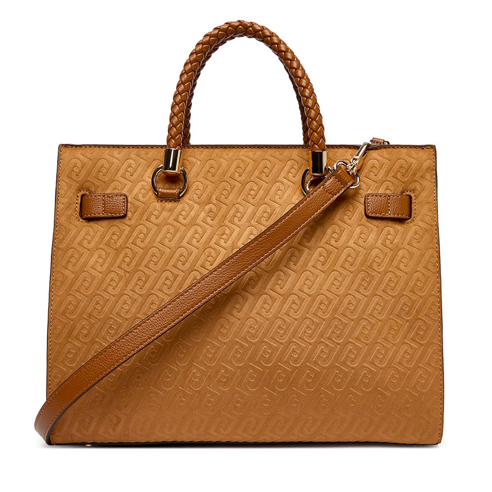 Borsa Donna a Mano Media LIU JO Marrone con Logo Monogram All Over