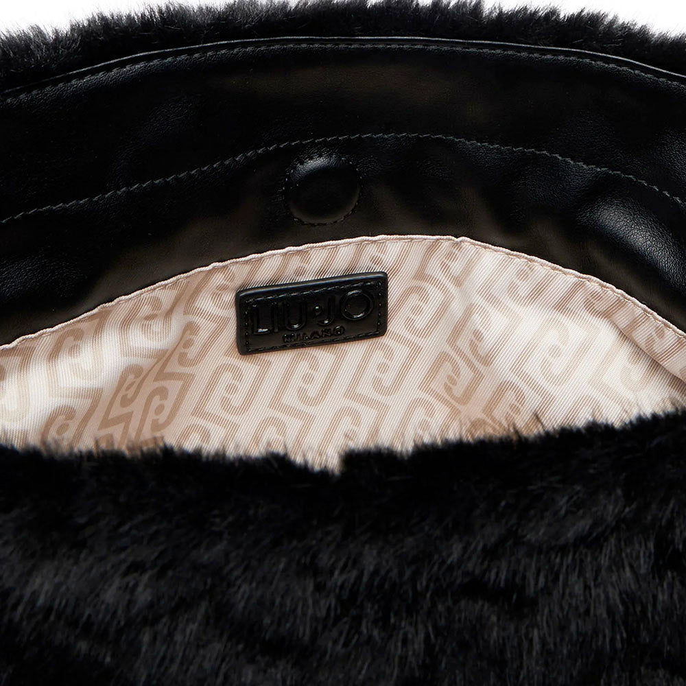 Borsa Donna a Spalla Small LIU JO linea Riccy in Faux Fur Nero