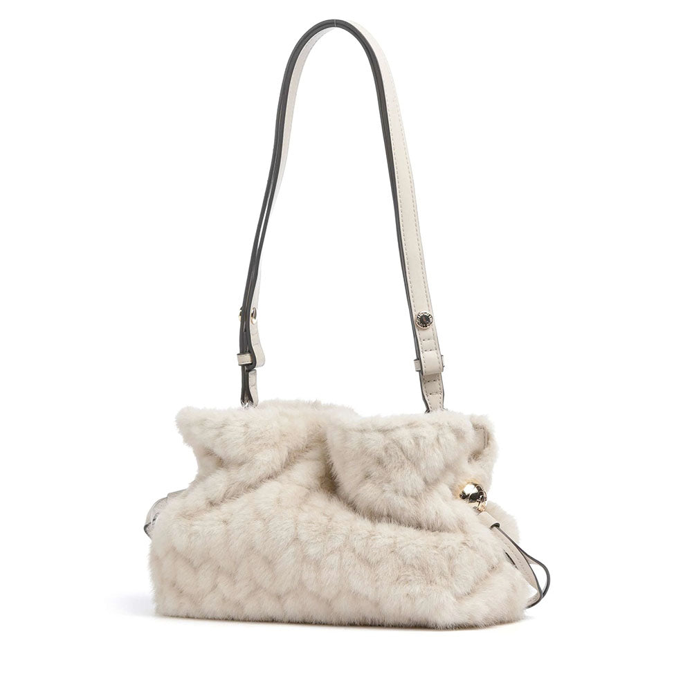 Borsa Donna a Spalla Small LIU JO linea Riccy in Faux Fur color Crema