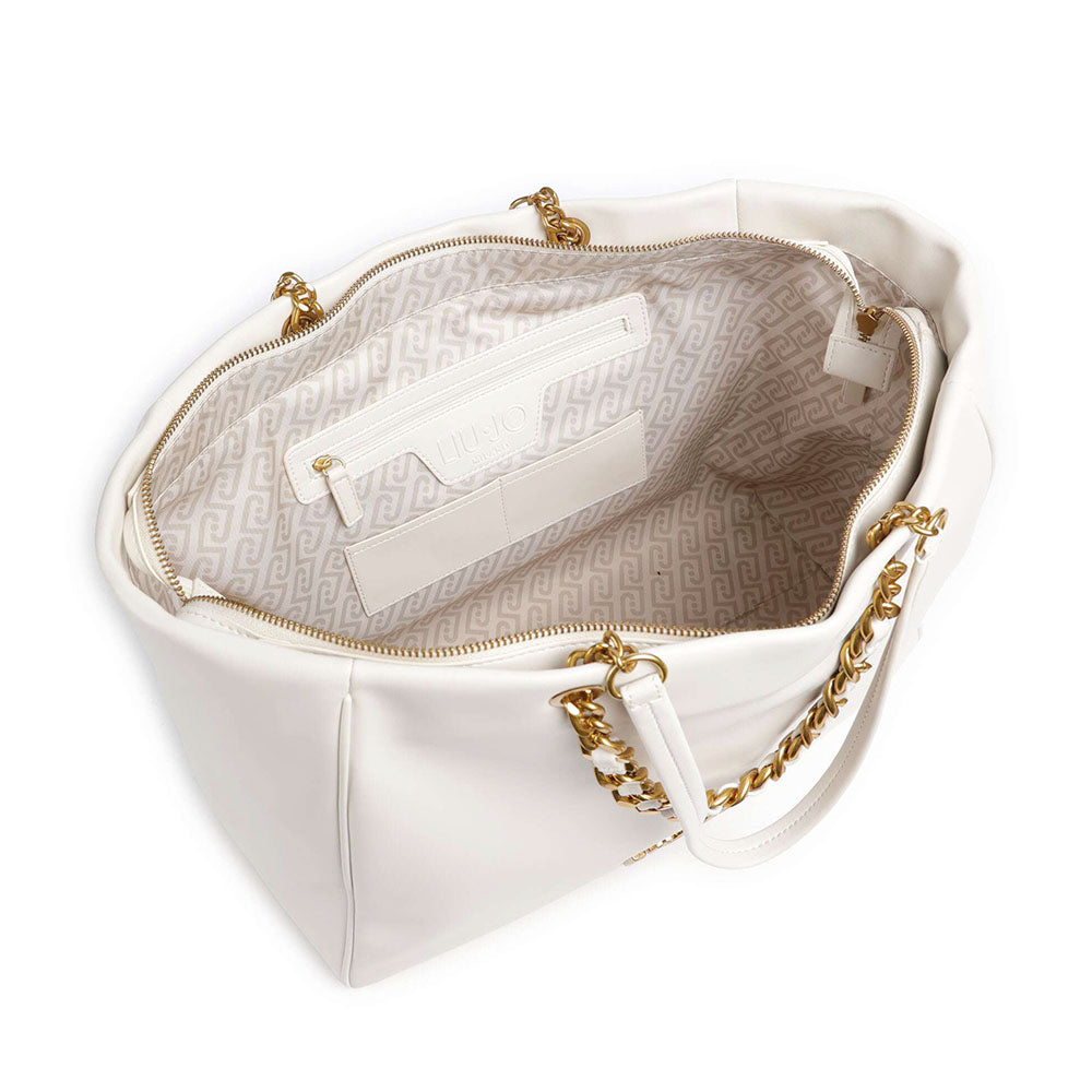 Women's Large Cream Tote Bag LIU JO with Decorative Chain
