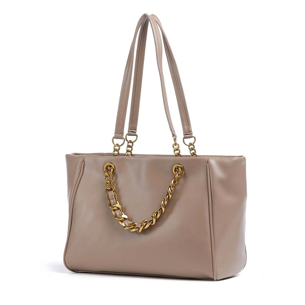 Women's Medium Tote Bag LIU JO in Mocha with Decorative Chain