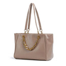 Women's Medium Tote Bag LIU JO in Mocha with Decorative Chain
