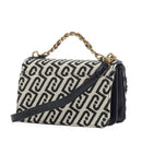 Borsa Donna a Tracolla LIU JO in Tessuto Jacquard Bianco e Nero con Logo Monogram
