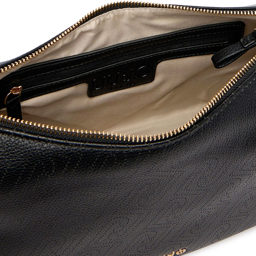 Hobo Bag Media con Tracolla LIU JO Nera con Logo Laserato Monogram