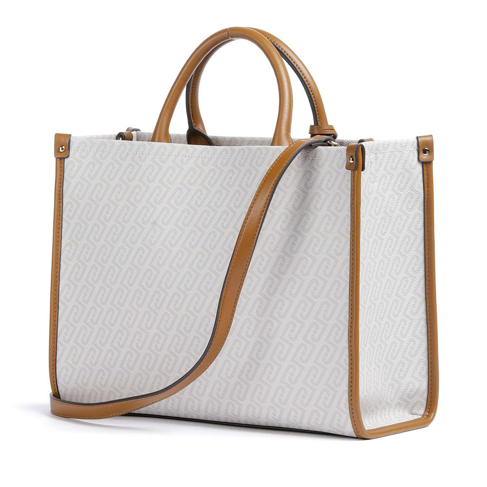 Borsa Donna a Mano Large LIU JO stampa Monogram Bianco