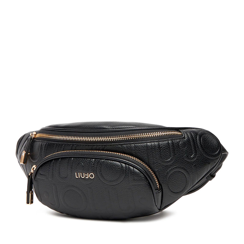 Marsupio Donna LIU JO Better Effetto Bottalato con Logo in Rilievo Nero