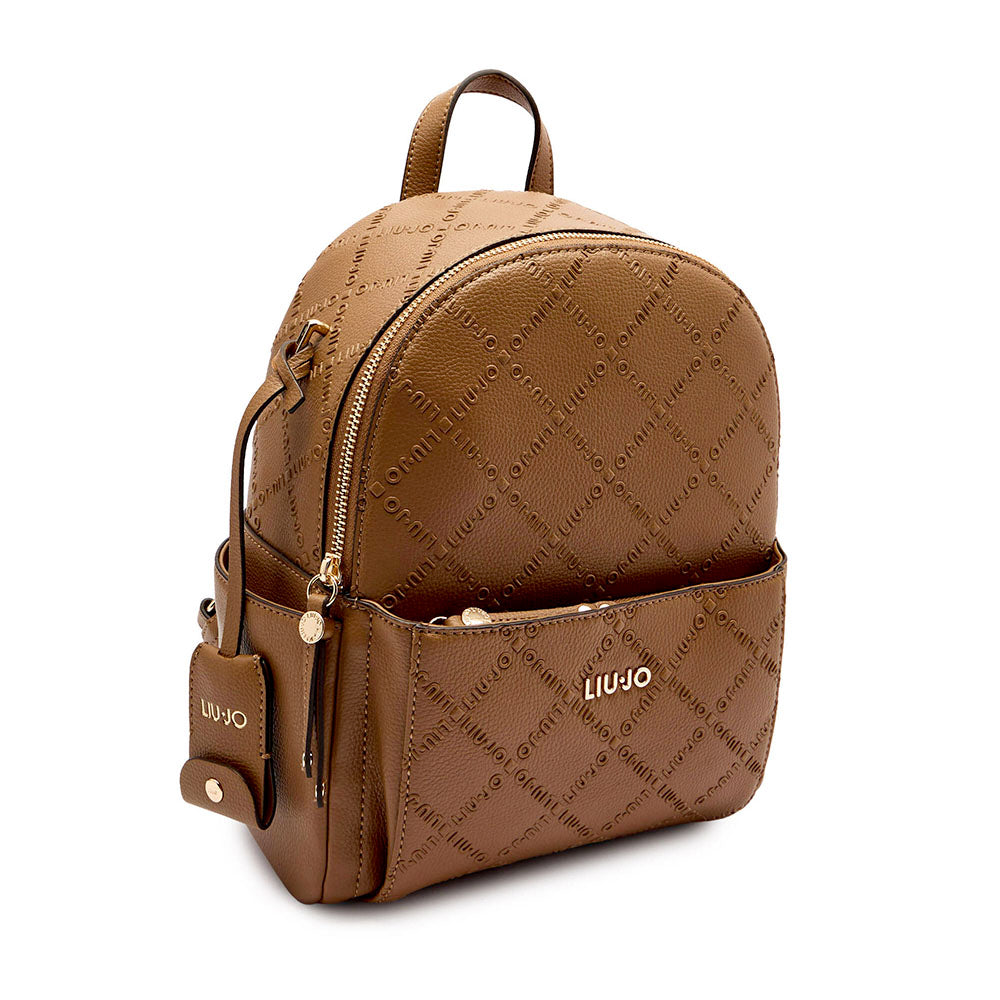 Zaino Donna LIU JO Better Marrone con Logo in Rilievo All Over