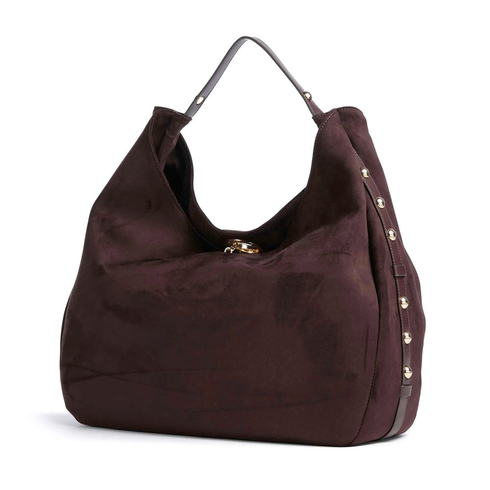 Maxi Hobo Bag Donna LIU JO in Tessuto effetto Camoscio color Melanzana