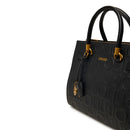 Borsa Donna a Mano Media LIU JO in Ecopelle Nera con Logo in Rilievo All Over