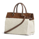 Borsa Donna a Mano Media LIU JO in Tessuto Teddy color Crema e Inserto effetto Suede