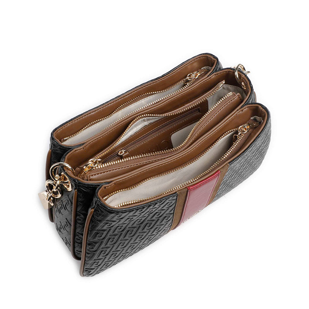 Borsa Donna a Spalla LIU JO Nera con Logo Embossed All Over